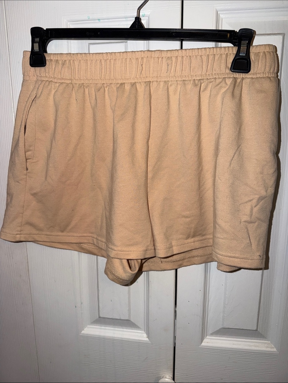 SHEIN Beige Elastic-Waist Athletic Shorts